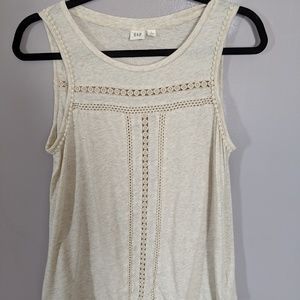 Gap Cream Sleeveless Top with Eyelet Detail Sz S